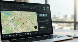 Real-time GPS tracking map interface showing vehicle location